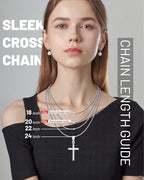 Exquisite Cross Necklace for Men and Women, Silver/Gold/Black Cross Chain with Top-grade 316L Stainless Steel Cross Pendant, 18-24 Inch Box/Byzantine Chains - color: Mystic Black, size: 18 Inch=46CM(Women's Average Length), style: Box Chain with Medium Pe