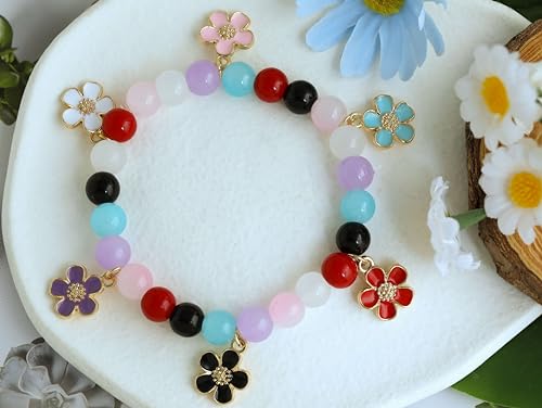 Anjulery 30Pcs Flower Charms for Jewelry Making and Crafting - Enamel Charms for Bracelets Earrings Necklaces Pendants (30Pcs Gold-B) - color: 30Pcs Gold-B
