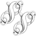 Dailyacc S925 Double Opening Lobster Clasp Sterling Silver and Gold Necklace Bracelet Extender Clasps and Closures for DIY Jewelry - color: Silver 2PCS, size: 15.5mm × 7.5mm