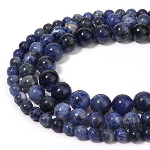 60pcs 6mm Natural Stone Beads Blue Sodalite Beads Energy Crystal Healing Power Gemstone for Jewelry Making, DIY Bracelet Necklace - color: Blue Sodalite, size: 6mm