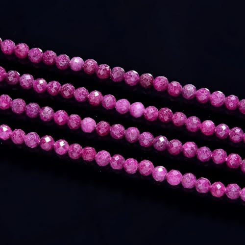 Adabele 15 Inch Natural Red Ruby Healing Gemstone 3mm (0.12 Inch) Tiny Small Faceted Round Loose Beads Stone Spacer (105-115pcs) for Craft Jewelry Making GK3-18 - color: Red Ruby, size: 3mm (0.12") - 15 inch/1 strand