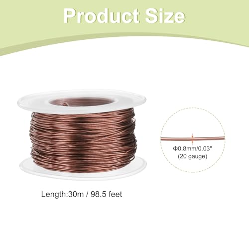 HARFINGTON 20 Gauge Aluminum Craft Wire 0.8mm 98.5ft Flexible Bendable Anodized Metal Jewelry Sculpting Wire for Jewelry Making Modelling Craft DIY, Bronze - color: Bronze, size: 30M x 0.8mm