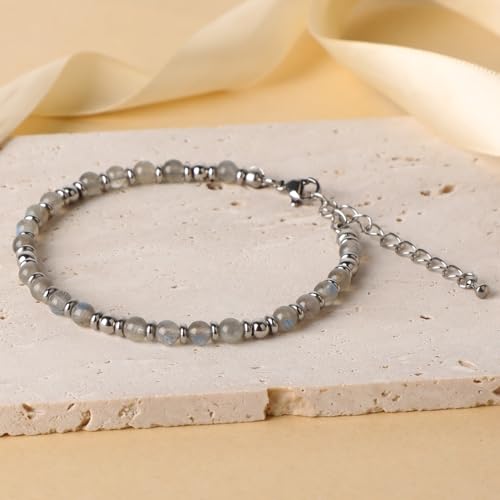 LPBeads Beaded Bracelets for Women Energy Gemstone Charm Jewelry Adjustable Bracelet Gifts for Mom, Daughter, Wife, Friends, Bestie - color: Labradorite