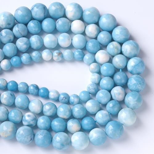 32pcs 12mm Larimar Beads Natural Gemstone Round Loose Beads for Jewelry Making Energy Crystal Healing Power - color: Blue Larimar Stone, size: 12mm