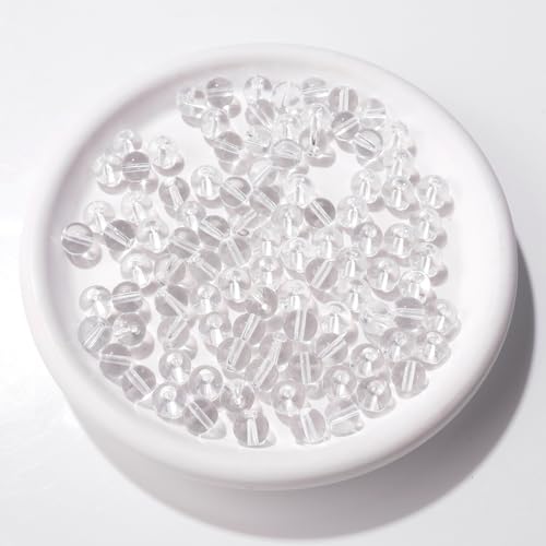 Raicegs 100pcs 8mm Clear Quartz Beads Natural Gemstone Beads Round Loose Beads for Jewelry Making DIY Bracelets Necklace - color: Clear Quartz, size: 8mm Round