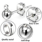 180 Pieces Ball Post Earring Stud with 200 Pieces Butterfly Back Earrings with Loop for DIY Jewelry Making Findings, 4 mm 5 mm 6 mm(Silver, Gold) - color: Silver, Gold
