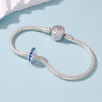 925 Sterling Silver Spacer Charm Bead with Clear CZ for Pandora Charms Bracelets - color: 2Pcs Sapphire Heart Stopper
