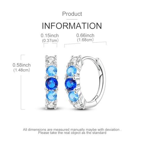 LAZA 925 Sterling Silver Hoop Earrings for Women, Sterling Silver Butterfly Hoops Colorful Flowers Hoop Huggie Earrings Hypoallergenic Jewelry Gifts for Women - color: Blue gradient earrings