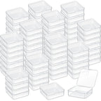 Menkxi 100 Pcs 2.8 x 2.8 x 1 Inch Plastic Bead Storage Containers Box Transparent Boxes with Hinged Lid Clear Bead Organizer Box for Small Items DIY Craft Jewelry Hardware Business Cards Game Pieces