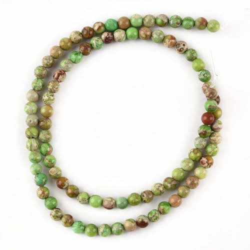 4mm Fruit Green Sea Sediment Imperial Jasper Round Gemstone Natural Stone Loose Beads for Jewelry Making Design Crafts 90 Pcs 15 Inch - color: Fruit Green, size: 4mm