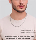 3.5mm/5mm Silver Stainless Steel Cuban Link Chain Necklace Jewelry for Men, 18-26 Inches - size: 18 Inches, style: 3.5mm-Silver