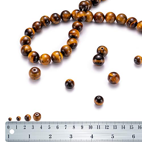 BEADIA Natural Yellow Tiger Eye Stone Round Loose Semi Gemstone Beads for Jewelry Making 8MM 44PCS - color: Yellow Tiger Eye, size: 8mm
