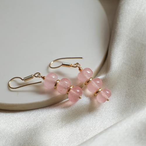 Gempires Lightweight Beaded Earrings Handmade Gemstone Jewelry Hypoallergenic Gold Plated Dangling Earrings For Women