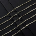 Crisjanggo 32.8 Feet 14K Gold Plated Brass Chains for Jewelry Making Long Craft Link Chain Roll Paperclip Necklace Chains Bulk with Jump Rings Lobster Clasps Extender Chain - color: Paperclip