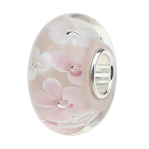 Murano Glass Charms Authentic 925 Sterling Silver Charms Core Red Flower Pink Love Heart White Yellow Glass Beads fit Pandora Style Bracelet for Women Wife Anniversary DIY Gift - color: color_9