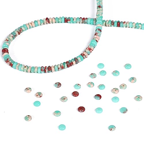 BEADIA Natural Green Shoushan Disk Stone Beads 4x2mm 160pcs Rondelle Loose Semi Gemstone Beads for Jewelry Making Design - color: Green Shoushan