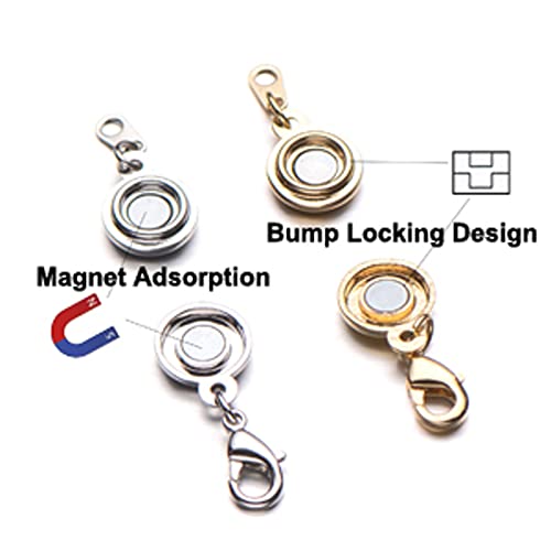 Zpsolution Locking Magnetic Jewelry Clasp for Necklace and Bracelet - Set of 4 Glod and Silver - color: Round Gold and Silver