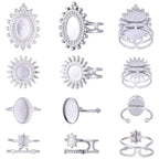 SUNNYCLUE 1 Box 16Pcs Stainless Steel Bezel Cabochon Ring Base Metal Antique Round Adjustable Prong Ring Blank Tray Setting Components for Jewelry Making Kits DIY Supplies Women Adult - style: Ring 4