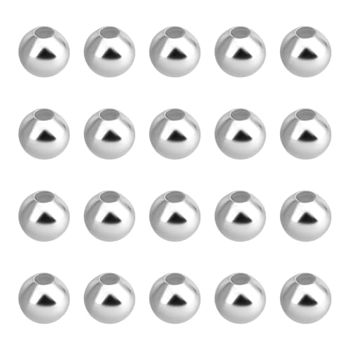 PH PandaHall 300pcs 925 Sterling Silver Plated Round Beads, 4mm Seamless Smooth Beads Waist Bead Round Ball Bead Brass Loose Spacers for Bikini Belly Chain Layered Bracelet Jewelry Making - size: 4mm