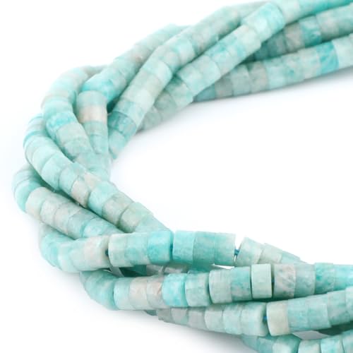 Natural Amazonite Heishi Spacer Beads Loose Semi Precious Flat Round Gemstone Disc Shape Stone for Beading Jewelry Making 4x2mm 15.5" - color: Amazonite