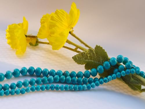 Stone Beads 6mm 140pcs Blue Turquoise Beads Round Loose Gemstones Beads for Bracelet Necklace Jewelry Making (6mm, 60625 Blue Turquoise) - color: Blue Turquoise Beads, size: 6mm
