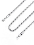 Bandmax Solid 1.5mm/2mm/3mm/6mm Rope Chains for Men Women 14K Gold Plated/Black Plated Stainless Steel Twist Chain 16-30 Inches, with Gift Box - color: 04 2MM Steel