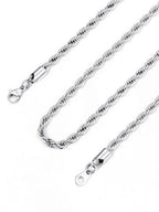 Bandmax Solid 1.5mm/2mm/3mm/6mm Rope Chains for Men Women 14K Gold Plated/Black Plated Stainless Steel Twist Chain 16-30 Inches, with Gift Box - color: 04 2MM Steel