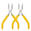 Mini Needle Nose Pliers Set, 2Pcs Needle Nosepliers for Jewelry Making, Yellow Jewelry Chain Nose Plier, Small Craft Plier with Smooth Jaw and Comfort Grip Handle for Wire Bending Object Graspi - color: Yellow
