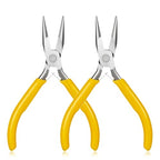 Mini Needle Nose Pliers Set, 2Pcs Needle Nosepliers for Jewelry Making, Yellow Jewelry Chain Nose Plier, Small Craft Plier with Smooth Jaw and Comfort Grip Handle for Wire Bending Object Graspi - color: Yellow