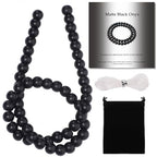 Stone Beads, 45pcs Matte Black Onyx, 8mm Round Loose Beads for Jewelry Making, Bracelets, with Bag, String & Card - color: Matte Black Onyx, size: 8mm