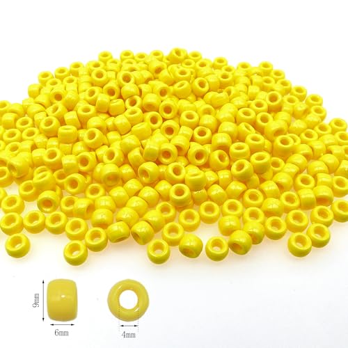 Amaney Yellow Pony Beads with Storage Box 6x9mm Acrylic Beads 500pcs for Jewelry Making - color: Yellow