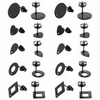 SUNNYCLUE 1 Box 30Pcs 5 Style Black Earring Posts Stainless Steel Earring Post Ear Stud with Loop Metal Earring Studs Flat Round Stud Earrings Ear Nuts for Earrings Jewelry Making DIY Women Crafts - color: 15 Pairs Black Earring Posts Findings