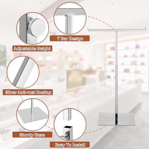 Polmart Countertop Adjustable Display Stand Stand for Purses/Handbags, Wreaths, Wigs, Hats and Crafts (T-Stand, Silver) - color: Silver