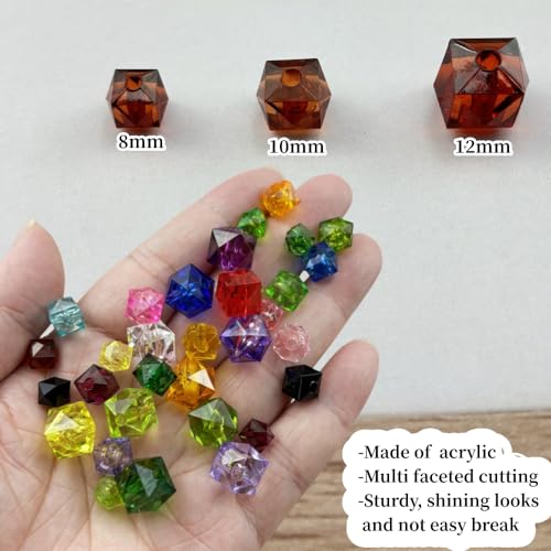 200pcs 10mm Acrylic Cube Square Faceted Acrylic Beads with Hole Plastic Spacer Beads for Bracelets Necklace Earring Making Supplies (Deep Coffee) - color: Deep Coffee, size: 10mm