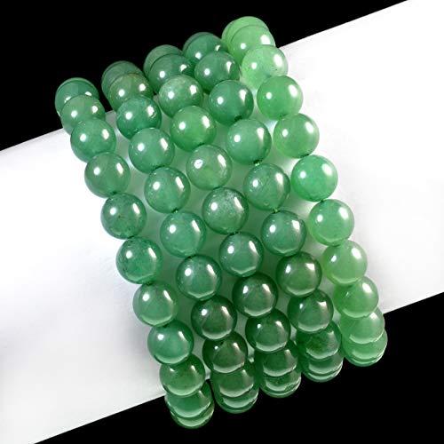 AD Beads Natural Gemstone Round Beads Stretch Bracelet Healing Reiki 10mm (Aventurine) - color: Aventurine