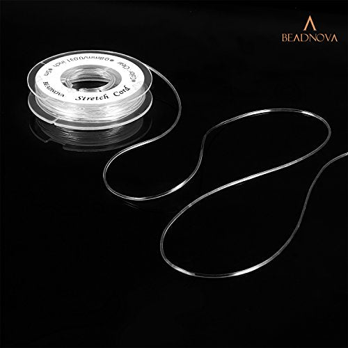 BEADNOVA DIY Starter kit 0.8mm Stretch Jewelry Cord Elastic Crystal String Cord 5 Meters with 1pc Collapsible Eye Needle for Jewelry Making