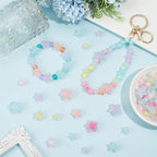 1 Box 300pcs Acrylic Frosted Star Beads Transparent Double Stars Shaped Pony Clear Matte Mixed Color Loose Spacer Bead Charm Bulk for Jewelry Making Bracelets Necklace DIY Craft Supply