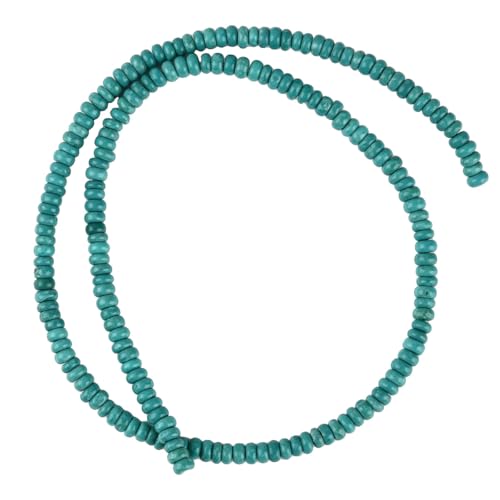 180pcs 4x2mm Green Turquoise Disk Rondelle Spacer Natural Stone Semi Precious Gemstone Loose Beads for Jewelry Making 15.5 Inch - color: Green Turquoise