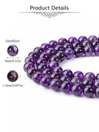 Jovivi 8mm Amethyst Gemstone Beads for Jewelry Making, 96pcs Energy Healing Crystals, Polished Round Smooth Stone Beads - color: Amethyst