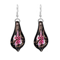 Glass Water Drop Shape Glaze Spiral Dangle Earrings Lampwork Handmade Glass Bead Geometric Earrings for Women Jewelry - color: Flower Pink