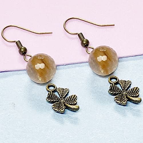 Heather's cf Four Leaf Clover Silver Leaf Beads 100-150 Pcs Leaves Craft Antique Leaf Charms for Crafting Leaf Pendant Charm for Necklace Bracelet Earring Making Fall Leaf Beads Set - color: Brass Clover