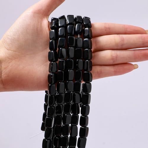 Natural Large Black Onyx Agate Cube Stone Beads 8x11mm 38cm/str Loose Semi Gemstone Stone Square Beads for Making Bracelets Necklace - color: Black Onyx
