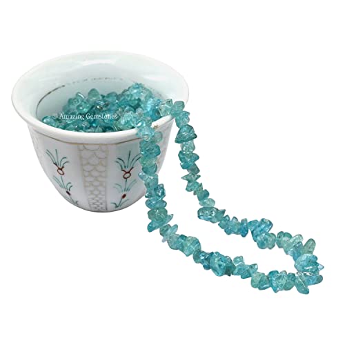 Apatite Pre Drilled Crystal Crushed Chips Beads for Bracelets Making, DIY Handmade Natural Healing Crystals (25 Inch Strand) - color: Apatite