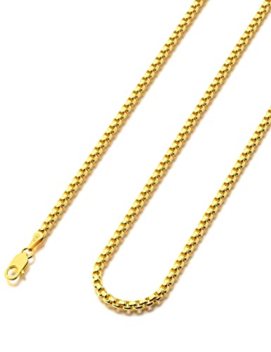 925 Sterling Silver Box Chain Lobster Clasp 2/3/4/5mm Necklace for Women Mens Box Chain Silver/14K Gold Plated Plated Necklace Chain Diamond Cut 16-30 Inches - color: Gold, size: 22, style: 2mm Box Chain