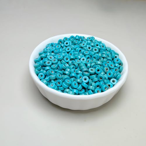 Turquoise Heishi Beads Bulk for Jewelry Making - 1110pcs 2x4mm Small Natural Semi-Precious Gemstone Disc Rondelle Spacer Loose Beads for Necklace, Bracelet, Earring & DIY Handmade Crafts - color: Turquoise Heishi 2*4mm