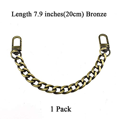 HAHIYO Purse Chain Strap 7.9 inches Bronze Shoulder Cross Body Sling Replacement Comfortable Flat 0.4' Wide 2.4mm Thick Metal 1 Pack - size: Bronze 7.9 inches