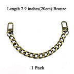 HAHIYO Purse Chain Strap 7.9 inches Bronze Shoulder Cross Body Sling Replacement Comfortable Flat 0.4' Wide 2.4mm Thick Metal 1 Pack - size: Bronze 7.9 inches