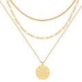 LANE WOODS Gold Plated Necklaces for Women - Multilayer Coin Medallion Pendant Necklace Adjustable Layering Choker Necklaces Chain Set Jewelry - style: Sunburst-Gold