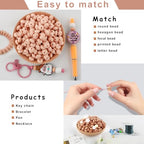 Sunrony 200Pcs Silicone Lentil Beads for Keychain Making, Bulk 12mm Silicone Abacus Spacer Beads for Necklace Bracelet Making Pens(Peach) - color: H-Peach
