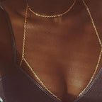 14K Gold Plated Body Chains for Women, Sexy Layered Belly Waist Chain Crossover Bikini Bra Chain, Summer Beach Rhinestone Body Jewelry - style: Gold Neckchain